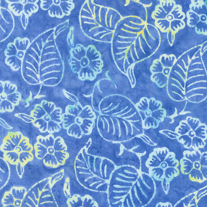Tonga Batiks - Soleil Blue Flowers & Leaves Yardage