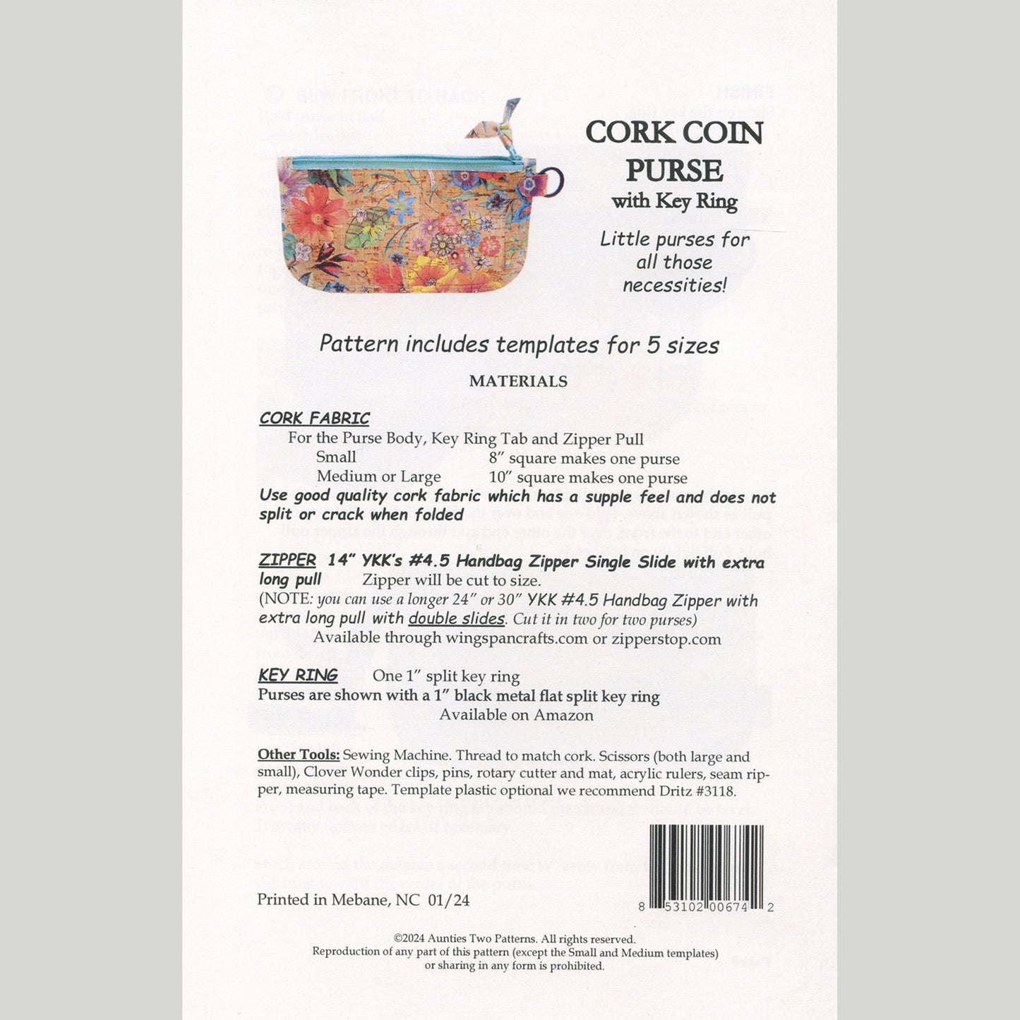 Cork Coin Purse Pattern