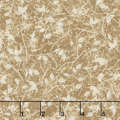 Sound of the Woods 3 - Wintery Branches Natural Metallic Yardage