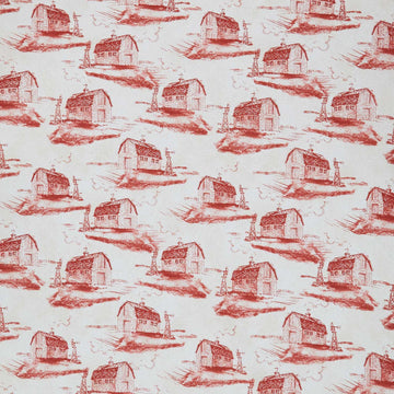 Morning Serenade - Barn Toile Red Yardage