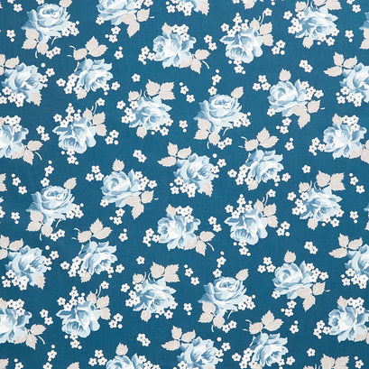 Serenity Blues - Roses Navy Yardage