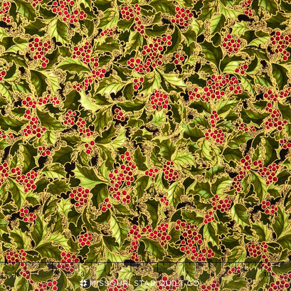 Holiday Flourish - Black Metallic Yardage