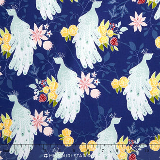 Into the Garden - Garden Peacock Navy Yardage