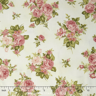Le Jardin Parisien - Flowers Natural Flowers Yardage