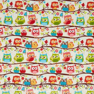 Happy Flappers - Owl Cream Yardage