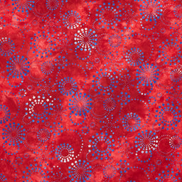 Artisan Batiks - Liberty 2 Fireworks Red Dots and Stars Yardage