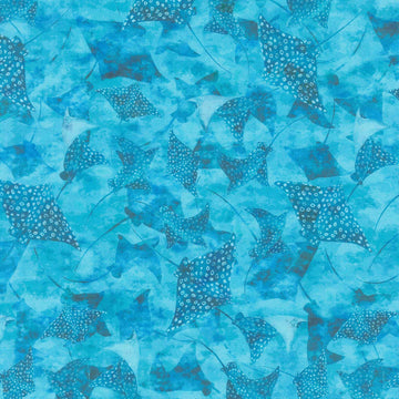 Calypso III - Stingrays Teal Yardage Primary Image