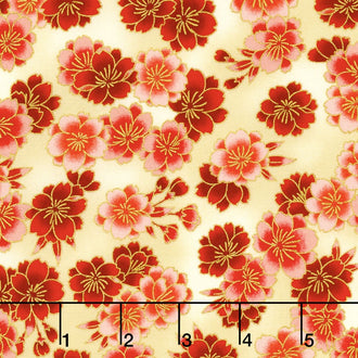 Imperial Collection 13 - Black Cherry Blossoms Crimson Metallic Yardage