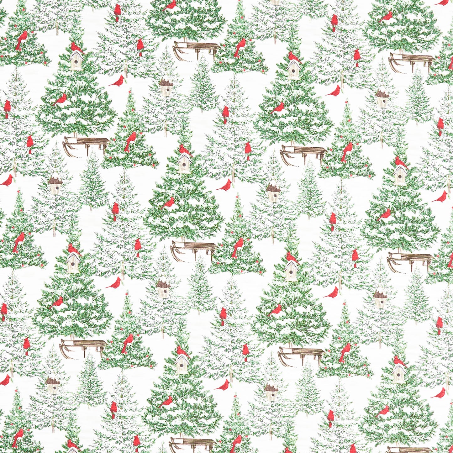 Beary Merry Christmas - Forest White Multi Yardage Primary Image