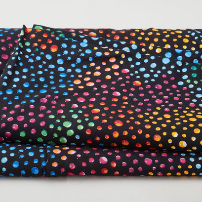 Rainbow Droplets - Black/Multi 108" Wide 3 Yard Cut