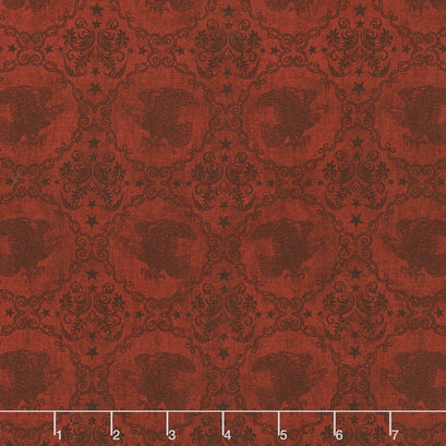 Stars and Stripes Forever - Eagle Medallion Toile Wine Yardage
