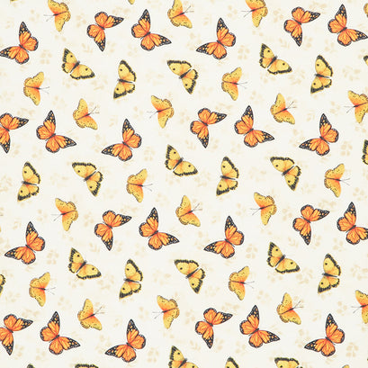 Sunflower Splendor - Butterfly Toss Cream Yardage