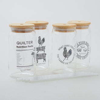 Missouri Star Quilter's Kitchen 16oz Can Glass Set