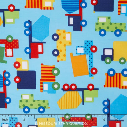 Ready, Set, GO! 2 - Primary Construction Trucks Blue Yardage