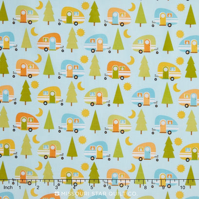 Happy Camper - Camper Blue Yardage