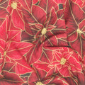 Holiday Flourish - Festive Finery - Candy Cane ColorstoryPoinsettias Cranberry Yardage Alternative View #1