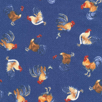 Morning Serenade - Roosters Toss Blue Yardage