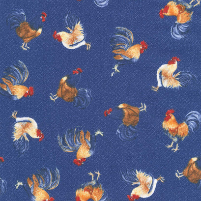Morning Serenade - Roosters Toss Blue Yardage