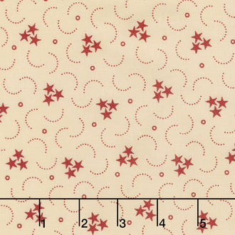 Star & Stripe Gatherings - Triple Star Tan Red Yardage