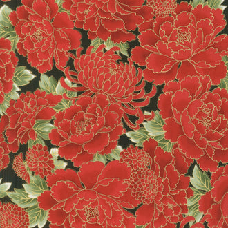 Imperial Collection 14 - Flowers Crimson Metallic Yardage