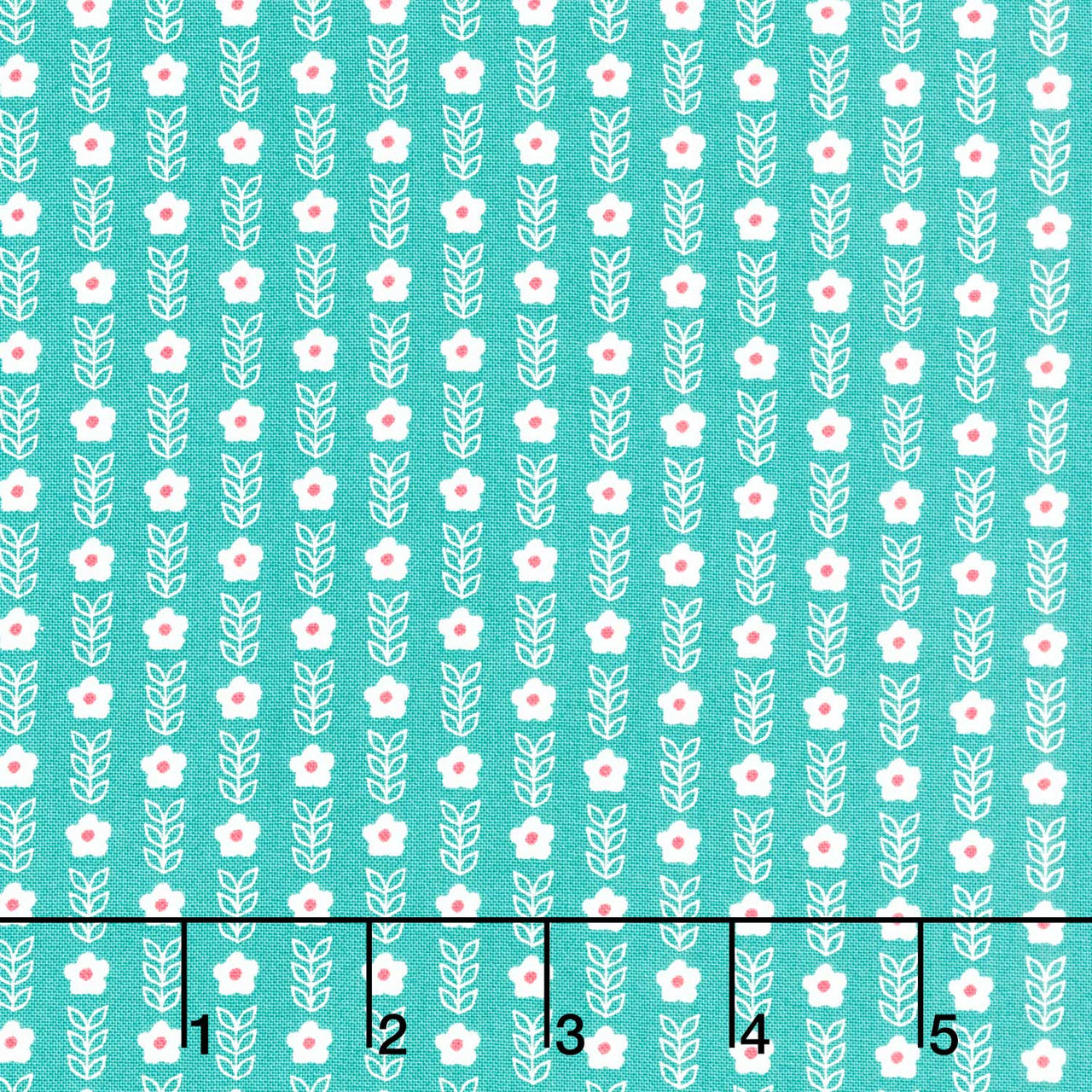 Strawberry Lemonade - Blooms Small Floral Stripe Teal Yardage Primary Image