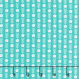Strawberry Lemonade - Blooms Small Floral Stripe Teal Yardage Primary Image