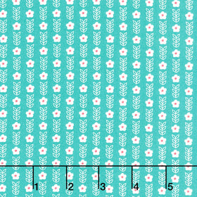 Strawberry Lemonade - Blooms Small Floral Stripe Teal Yardage Primary Image