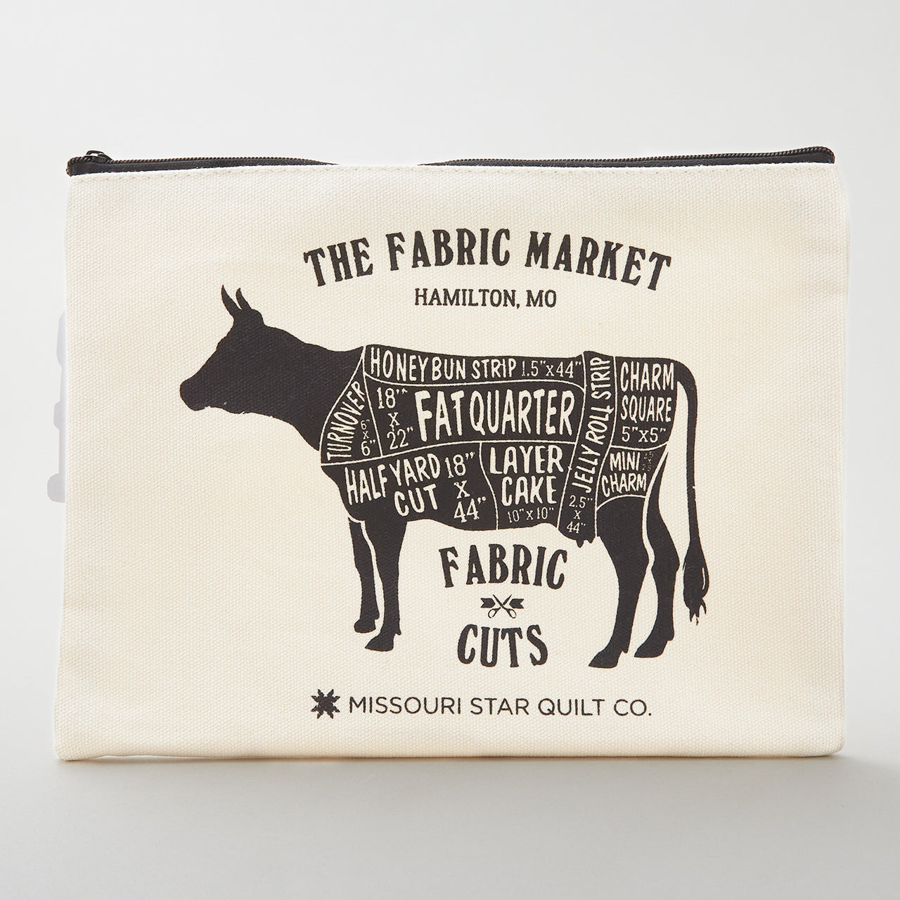 Missouri Star Fabric Cuts Cow 12oz Canvas Project Pouch