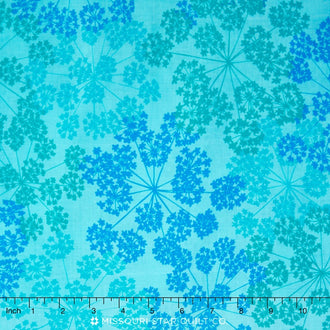 Blueprint Basics Wide - Flowers Turquoise 108" Backing