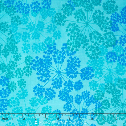 Blueprint Basics Wide - Flowers Turquoise 108" Backing