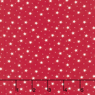 Dear Santa - Snowy Stars Crimson Yardage