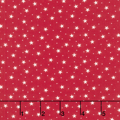 Dear Santa - Snowy Stars Crimson Yardage