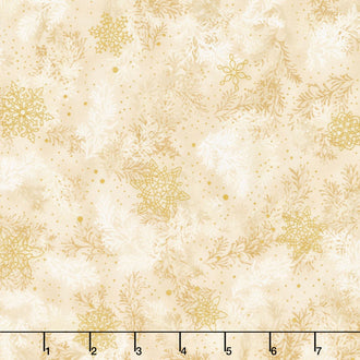 Holiday Flourish 10 - Holiday Snowflakes Flurry Natural Metallic Yardage