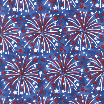 Red, White and Starry Blue - Fireworks Navy Yardage