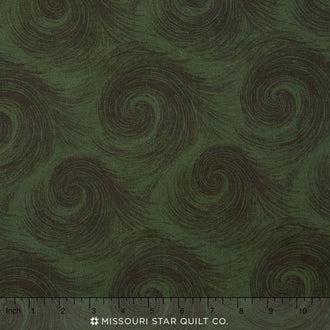 Breezy - Circular Print Dark Green on Green 108" Wide Backing