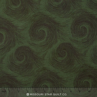 Breezy - Circular Print Dark Green on Green 108" Wide Backing