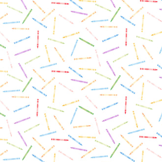 Get Your Cray-on - Crayola Crayons White Yardage