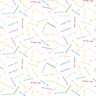 Get Your Cray-on - Crayola Crayons White Yardage