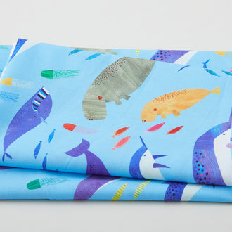 Colorful Aquatic - Friends of the Sea Sky 2 Yard Cut