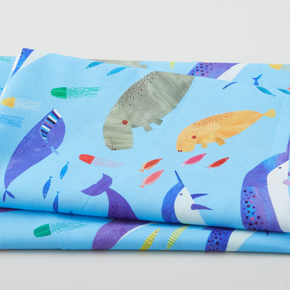 Colorful Aquatic - Friends of the Sea Sky 2 Yard Cut