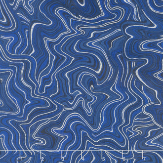 Holiday Flourish 11 - Peacock Marble Navy Metallic Yardage