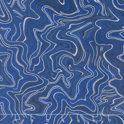 Holiday Flourish 11 - Peacock Marble Navy Metallic Yardage