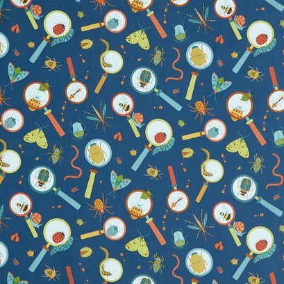 Backyard Bug Collector - Magnifying Glass Navy Multi Yardage