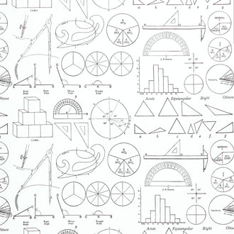Old School - Math Graphs White Yardage