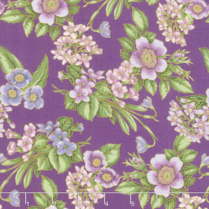 Avery Hill - Blossom Flowers Lavender Metallic Yardage