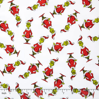 How the Grinch Stole Christmas 5 - Christmas Grinch Tossed White Yardage