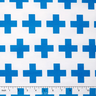 Geo Pop Canvas - Cross Blue Canvas Yardage