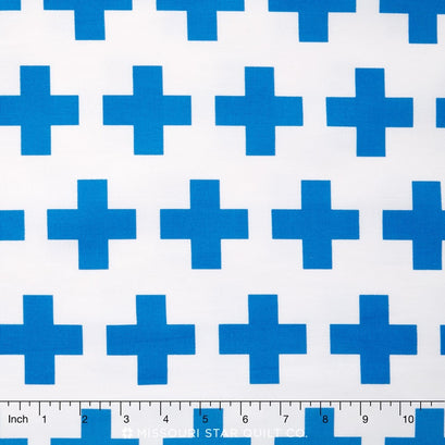 Geo Pop Canvas - Cross Blue Canvas Yardage