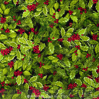 Holly Jolly Christmas - Black Holly Yardage