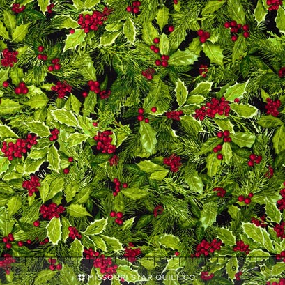Holly Jolly Christmas - Black Holly Yardage
